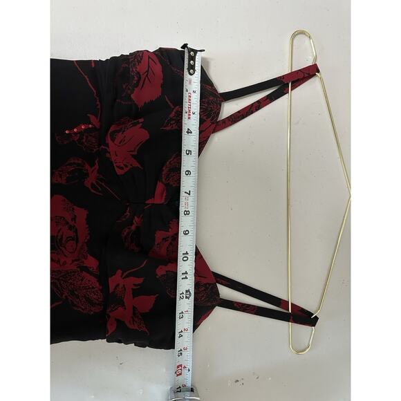 Vintage Nicole Miller Y2K Black Red Gothic Floral Fairy Sequin Silk Dress Size 0 - Picture 6 of 9